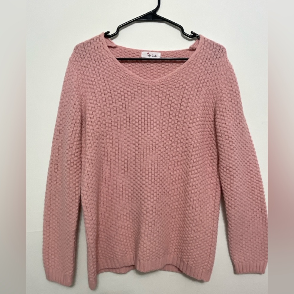 Algo Bonito Size S Pink Textured Knit SweaterV-Neck | Made in Spain/(A188)✨